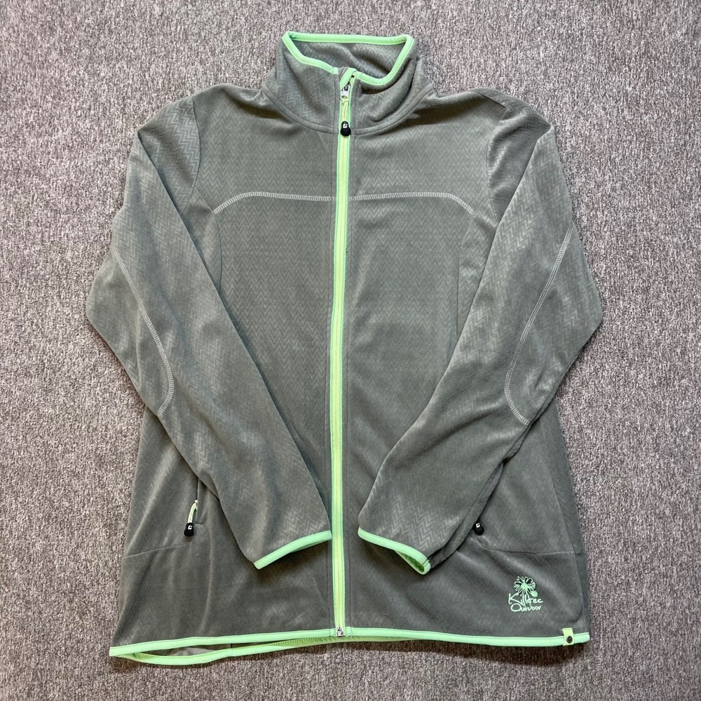 Killtec Outdoor Women Gray Chevron Full Zip Fleece Jacket Size 14